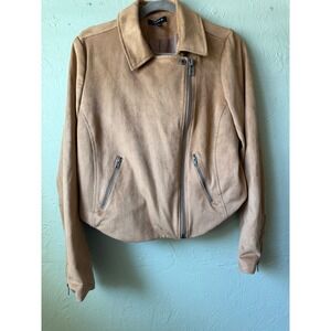 TORRID Tan Faux Suede Moto Jacket Asymmetrical‎ Zip Collar Women's Size 0